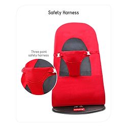Babyhug Light Weight Baby Bouncer with Safety Harness - Red Black