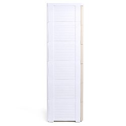 Babyhug 6 Layers High Density Plastic Storage Cabinet Teddy Print With Wheels - White