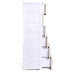 Babyhug 6 Layers High Density Plastic Storage Cabinet Teddy Print With Wheels - White