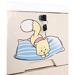 Babyhug 6 Layers High Density Plastic Storage Cabinet Teddy Print With Wheels - White