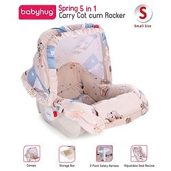 Babyhug Spring 5 in 1 Carry Cot Cum Rocker With Mosquito Net - Cream