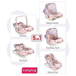 Babyhug Spring 5 in 1 Carry Cot Cum Rocker With Mosquito Net - Cream