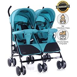 Babyhug Deuce Twin Stroller - Green