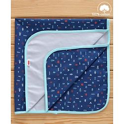 Babyhug Cotton Diaper Changing Mat and Bed Protector - Navy Blue