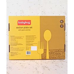 Babyhug Stainless Steel Section Plate Set With Spoon And Fork - Silver