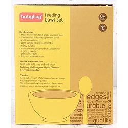 Babyhug Double Wall Stainless Steel Feeding Bowl Set with Spoon