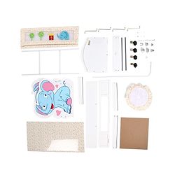 Babyhug Little Elephant Wooden Cradle with Wheels & Big Storage Drawers for Toys - Blue White| Balanced Swing| Mosquito Net| Swing Lock| Wheels with Lock| Easy to Assemble