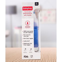 Babyhug Stainless Steel Feeding Bottle with Twin Handles, Blue 150ml| Anti-Colic Nipple | BPA-Free | Rust Free | Food Grade |