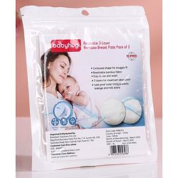 Babyhug Reusable 3 Layer Bamboo Breast Pads - Pack of 2