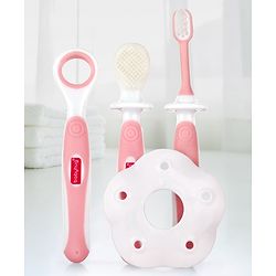 Babyhug 3 Stage Oral Care Set Cum Training Toothbrush - Pink