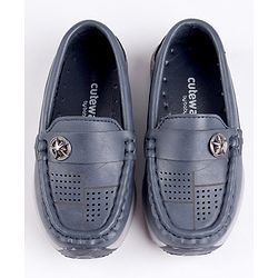 Cute Walk by Babyhug Party Wear Loafer Shoes Star Badge Detail - Blue