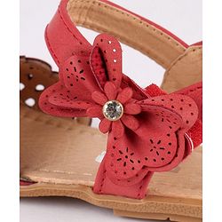 Cute Walk by Babyhug Party Wear Belly Shoes Bow Detailing - Red