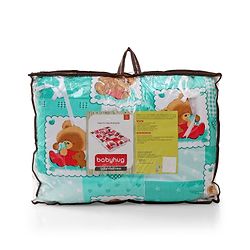 Babyhug Teddy Print Frilled Baby Bedding Set - Green