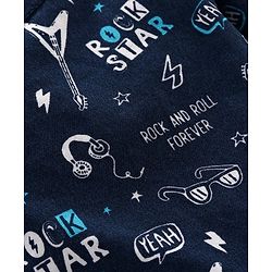 Babyhug Full Sleeves Shirt Rockstar Print - Navy Blue