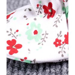 Babyhug 100% Cotton Booties Floral Print - White Red