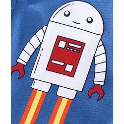 Babyhug Half Sleeves Henley Tee Rocket Print - Blue