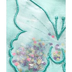 Babyhug Flutter Sleeves Top Embroidered - Green