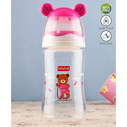 Babyhug Anti Colic Feeding Bottle Bear Shape Pink - 250 ml