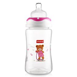 Babyhug Anti Colic Feeding Bottle Bear Shape Pink - 250 ml
