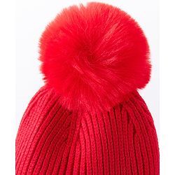 Babyhug Woollen Cap & Gloves With Muffler Pom Pom Detailing Red - Diameter 12 cm