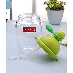 Babyhug Round Straw Sipper with Carrying Strap Green - 410 ml