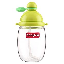 Babyhug Round Straw Sipper with Carrying Strap Green - 410 ml