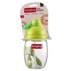 Babyhug Round Straw Sipper with Carrying Strap Green - 410 ml