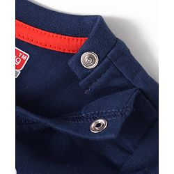 Babyhug Half Sleeves Night Suit Kitty Print - Navy Blue Red
