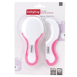 Babyhug Easy Grip Hair Brush & Comb Set - Pink