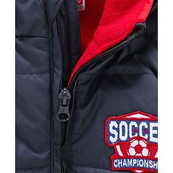 Babyhug Sleeveless Hooded Jacket Text Badge - Navy Blue