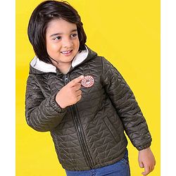 Babyhug Woven Full Sleeves Padded Hooded Jacket With Colour Block Design & Smiley Patch Detailing - Blue main image 0