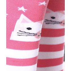 Cute Walk by Babyhug Anti-bacterial Striped Footed Tights - Pink