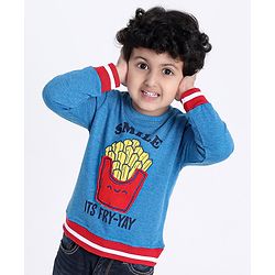 Babyhug Full Sleeves Sweatshirt Fries Print - Blue