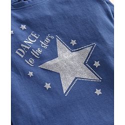Babyhug Full Sleeves Glitter Embellished Top - Blue