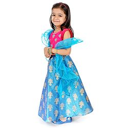 Babyhug Embroidered Choli Lehenga & Dupatta - Fuchsia Pink & Blue