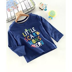 Babyhug Full Sleeves Tee Text Print - Blue