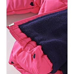 Babyhug Full Sleeves Quilted Hooded Jacket Heart Print - Pink