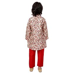 Babyhug Full Sleeves Kurta & Pyjama - Maroon Beige