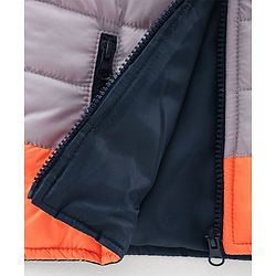 Babyhug Full Sleeves Padded Jacket Camping Patch - Navy Grey