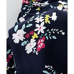Babyhug Full Length Floral Printed Trouser - Navy Blue