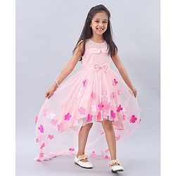 Babyhug Sleeveless Party Wear Frock Floral Embellishment - Pink - 3-4Y Pink