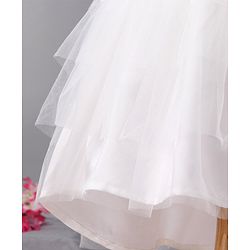 Babyhug Sleeveless Flared Frock with Sequin Embellished - White