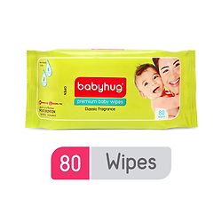 Babyhug Premium 98% Water Baby Wet Wipes with Moisturising Aloe Vera - 80 Pieces