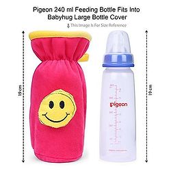 Babyhug Velour Plush Bottle Cover Monkey Motif Large - Fits upto 330 ml