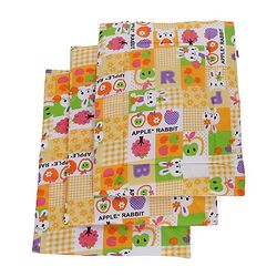 Babyhug Multi Purpose Baby Mat Apple Rabbit Print Set Of 3 (3 Mats + 1waterproof sheet) - Yellow
