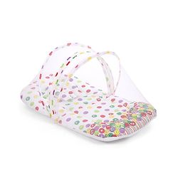 Babyhug Cotton Bedding Set with Mosquito Net Smiley Print - White Base