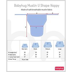 Babyhug Muslin Cloth Nappy Set of 5 Medium - Blue
