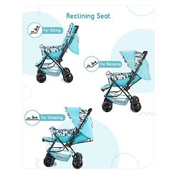 Babyhug Cocoon Stroller With Mosquito Net & Reversible Handle - Sea Green