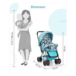 Babyhug Cocoon Stroller With Mosquito Net & Reversible Handle - Sea Green