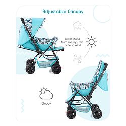 Babyhug Cocoon Stroller With Mosquito Net & Reversible Handle - Sea Green